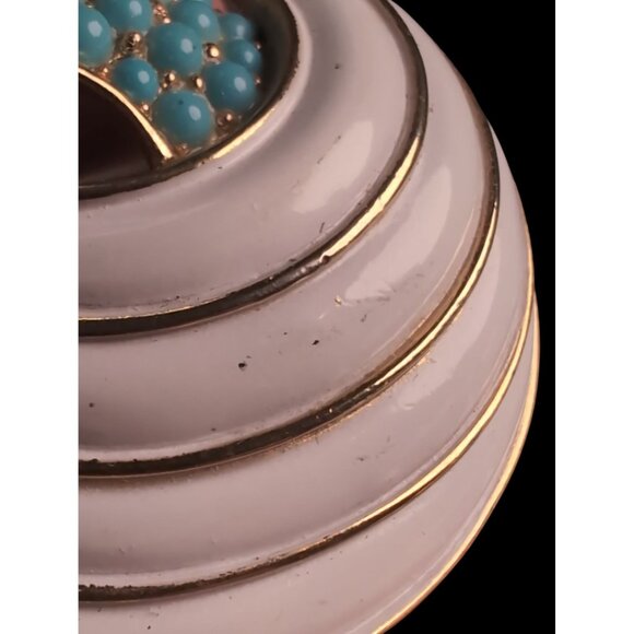 Vintage Crown Trifari Mid-Century Swirl Brooch with Faux Turquoise Cabochons - Picture 4 of 4